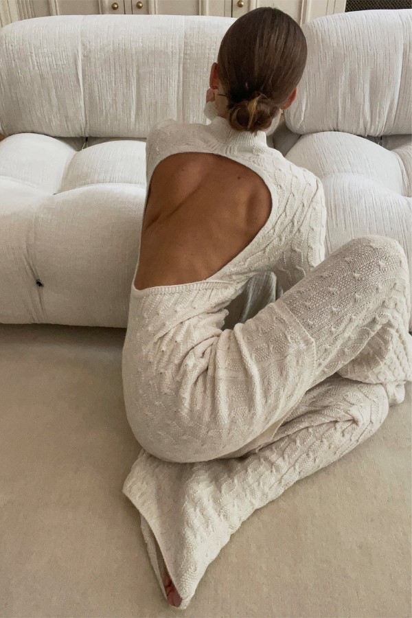 NA-KD Trend Open Back Cable Knitted Dress