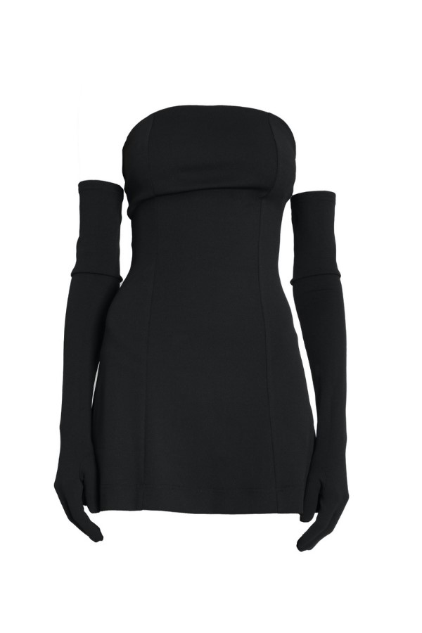 Wolf & Badger Black Scuba Cupid Dress & Gloves